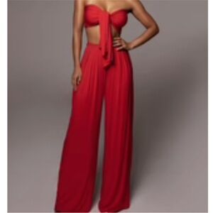 JLUXLABEL Red Wide Leg Set